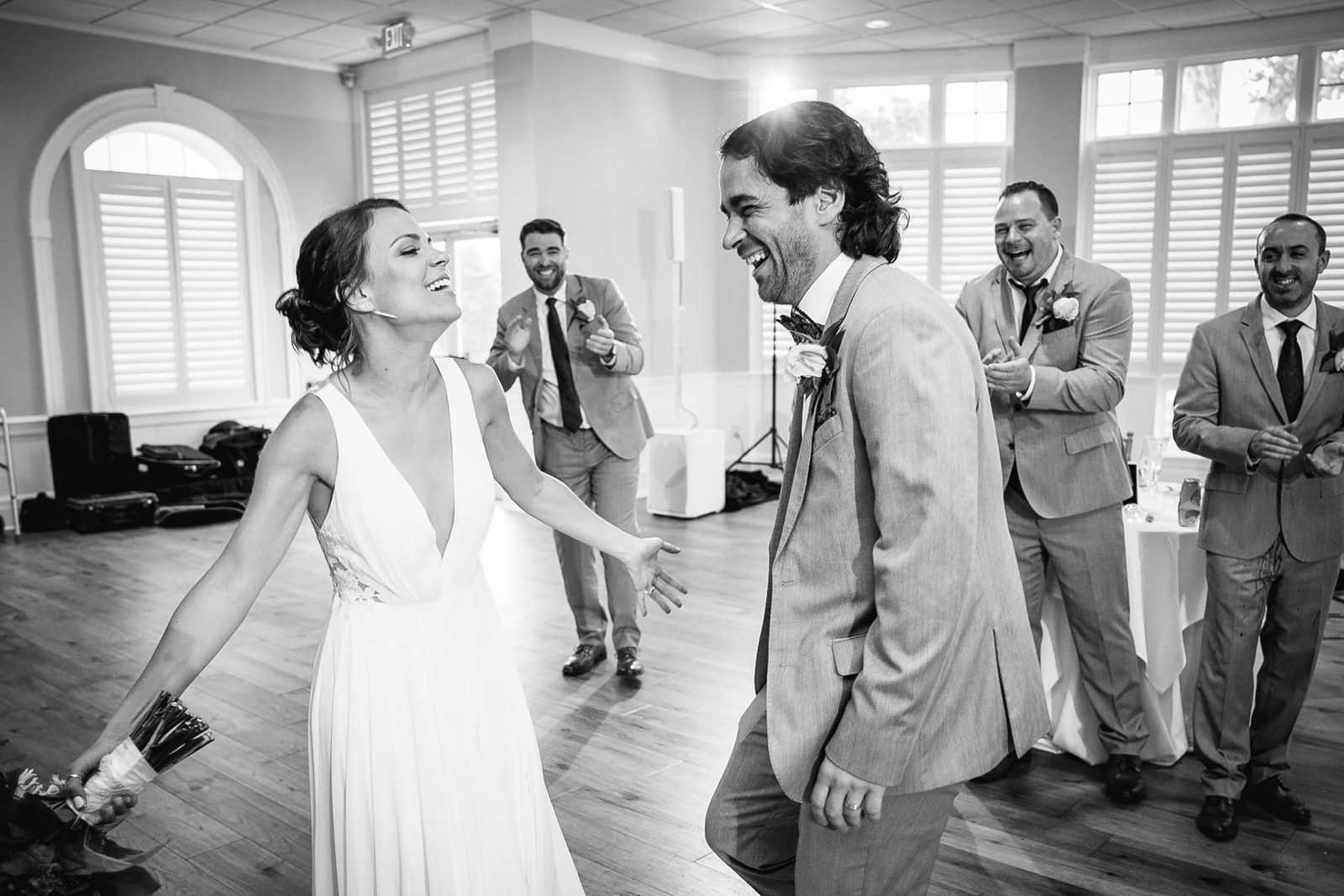 Wedding guests celebrating